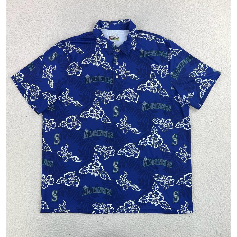Seattle Mariners Shirt Mens XL Blue MLB Baseball Hawaiian Polo Reyn Spooner
